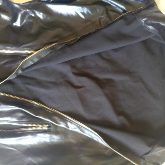 Bodysuit Black, Faux Leather, Zip-up, Crotch Snap, Long Sleeve Sz XL - Picture 8 of 10